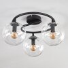 Gastor ceiling light, globe light clear, 3-light sources