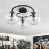 Gastor ceiling light, globe light clear, 3-light sources