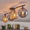 Gastor ceiling light, globe light Amber, Smoke-coloured, 4-light sources