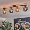 Gastor ceiling light, globe light Amber, Smoke-coloured, 4-light sources