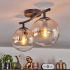 Gastor ceiling light, globe light Amber, clear, 2-light sources