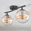 Gastor ceiling light, globe light Amber, clear, 2-light sources