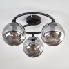 Gastor ceiling light, globe light 37 cm Smoke-coloured, 3-light sources