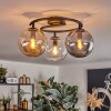 Gastor ceiling light, globe light 37 cm Amber, clear, Smoke-coloured, 3-light sources