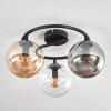 Gastor ceiling light, globe light 37 cm Amber, clear, Smoke-coloured, 3-light sources