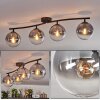 Gastor ceiling light, globe light clear, Smoke-coloured, 4-light sources