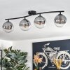 Gastor ceiling light, globe light clear, Smoke-coloured, 4-light sources