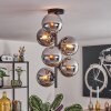 Gastor ceiling light, globe light chrome, Smoke-coloured, 6-light sources