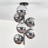 Gastor ceiling light, globe light chrome, Smoke-coloured, 6-light sources