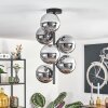 Gastor ceiling light, globe light chrome, Smoke-coloured, 6-light sources