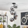 Gastor ceiling light, globe light chrome, Smoke-coloured, 8-light sources