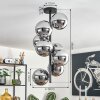 Gastor ceiling light, globe light chrome, Smoke-coloured, 8-light sources