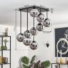 Gastor ceiling light, globe light chrome, Smoke-coloured, 9-light sources