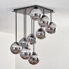 Gastor ceiling light, globe light chrome, Smoke-coloured, 9-light sources