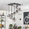 Gastor ceiling light, globe light chrome, clear, Smoke-coloured, 9-light sources