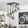 Gastor ceiling light, globe light chrome, clear, Smoke-coloured, 9-light sources