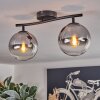 Gastor ceiling light, globe light clear, Smoke-coloured, 2-light sources