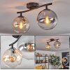 Gastor ceiling light, globe light Amber, clear, Smoke-coloured, 2-light sources