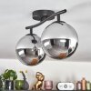 Gastor ceiling light, globe light chrome, Smoke-coloured, 2-light sources