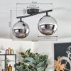 Gastor ceiling light, globe light chrome, Smoke-coloured, 2-light sources