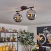 Gastor ceiling light, globe light chrome, Smoke-coloured, 2-light sources