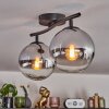 Gastor ceiling light, globe light chrome, clear, Smoke-coloured, 2-light sources