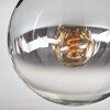 Gastor ceiling light, globe light chrome, clear, Smoke-coloured, 2-light sources