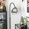 Koyoto globe light, floor lamp chrome, clear, Smoke-coloured, 1-light source