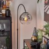 Koyoto globe light, floor lamp chrome, clear, Smoke-coloured, 1-light source