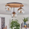 Koyoto ceiling light, globe light 40 cm brown, Wood like finish, black, 3-light sources