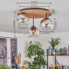 Koyoto ceiling light, globe light 40 cm brown, Wood like finish, black, 3-light sources