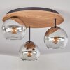 Koyoto ceiling light, globe light 40 cm brown, Wood like finish, black, 3-light sources