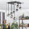 Chehalis ceiling light, globe light chrome, clear, Smoke-coloured, 9-light sources