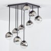 Chehalis ceiling light, globe light chrome, clear, Smoke-coloured, 9-light sources