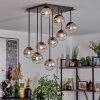 Chehalis ceiling light, globe light chrome, clear, Smoke-coloured, 9-light sources