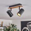 Guardais ceiling light brown, Wood like finish, black, 2-light sources