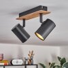 Guardais ceiling light brown, Wood like finish, black, 2-light sources