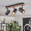 Guardais ceiling light brown, Wood like finish, black, 3-light sources