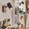 Guardais wall light, wall spotlight brown, Wood like finish, black, 1-light source