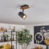 Guardais ceiling light, ceiling spotlight brown, Wood like finish, black, 1-light source