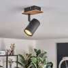 Guardais ceiling light, ceiling spotlight brown, Wood like finish, black, 1-light source