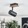 Guardais ceiling light, ceiling spotlight brown, Wood like finish, black, 1-light source