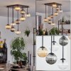 Chehalis ceiling light, globe light Amber, clear, Smoke-coloured, 9-light sources