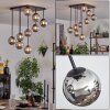 Chehalis ceiling light, globe light chrome, Smoke-coloured, 9-light sources