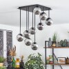 Chehalis ceiling light, globe light chrome, Smoke-coloured, 9-light sources