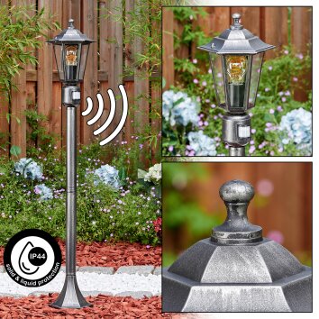 Loria outdoor light, path light black, silver, 1-light source, Motion sensor