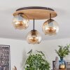 Koyoto ceiling light, globe light Ecru, black, 3-light sources