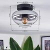 Mertola ceiling light chrome, Smoke-coloured, 1-light source