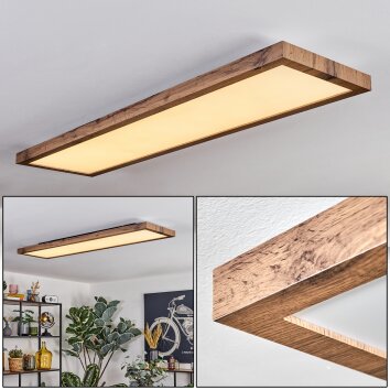 Salmi ceiling light, Panel LED Wood like finish, black, 1-light source