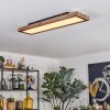 Salmi ceiling light, Panel LED Wood like finish, black, 1-light source, Remote control